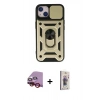 MARSİLYAN™- iPhone 14 Kılıf Ahenk Klasik - Siyah Bilvis 3D Cam Ekran Koruyucu + Raze Metal Kamera Lens - KI
