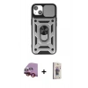 MARSİLYAN™- iPhone 14 Kılıf Ahenk Klasik - Siyah Bilvis 3D Cam Ekran Koruyucu + Raze Metal Kamera Lens - KI