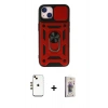 MARSİLYAN™- iPhone 14 Kılıf Ahenk Klasik - Siyah Bilvis 3D Cam Ekran Koruyucu + Shine Kamera Lens - GD