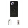 MARSİLYAN™- iPhone 14 Kılıf Ahenk Klasik - Siyah Bilvis 3D Cam Ekran Koruyucu + Shine Kamera Lens - GD