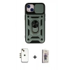 MARSİLYAN™- iPhone 14 Kılıf Ahenk Klasik - Siyah Bilvis 3D Cam Ekran Koruyucu + Shine Kamera Lens - GD