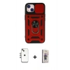 MARSİLYAN™- iPhone 14 Kılıf Ahenk Klasik - Siyah Bilvis 3D Cam Ekran Koruyucu + Shine Kamera Lens - GI