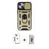 MARSİLYAN™- iPhone 14 Kılıf Ahenk Klasik - Siyah Bilvis 3D Cam Ekran Koruyucu + Shine Kamera Lens - KI