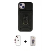 MARSİLYAN™- iPhone 14 Kılıf Ahenk Klasik - Siyah Bilvis 3D Cam Ekran Koruyucu + Shine Kamera Lens - KI