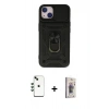 MARSİLYAN™- iPhone 14 Kılıf Ahenk Klasik - Siyah Bilvis 3D Cam Ekran Koruyucu + Shine Kamera Lens - YL