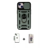 MARSİLYAN™- iPhone 14 Kılıf Ahenk Klasik - Siyah Bilvis 3D Cam Ekran Koruyucu + Shine Kamera Lens - YL