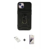 MARSİLYAN™- iPhone 14 Kılıf Ahenk Klasik - Siyah Bilvis 3D Mat Cam Ekran Koruyucu + Diamond Kamera Lens - SABE