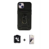 MARSİLYAN™- iPhone 14 Kılıf Ahenk Klasik - Siyah Bilvis 3D Mat Cam Ekran Koruyucu + PVD Metal Kamera Lens - GS