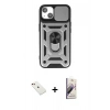 MARSİLYAN™- iPhone 14 Kılıf Ahenk Klasik - Siyah Bilvis 3D Mat Cam Ekran Koruyucu + Diamond Kamera Lens - KI