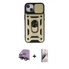 MARSİLYAN™- iPhone 14 Kılıf Ahenk Klasik - Siyah Bilvis 3D Mat Cam Ekran Koruyucu + Raze Metal Kamera Lens - SH