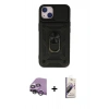 MARSİLYAN™- iPhone 14 Kılıf Ahenk Klasik - Siyah Bilvis 3D Mat Cam Ekran Koruyucu + Raze Metal Kamera Lens - GS