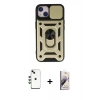 MARSİLYAN™- iPhone 14 Kılıf Ahenk Klasik - Siyah Bilvis 3D Mat Cam Ekran Koruyucu + Shine Kamera Lens - YL