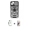 MARSİLYAN™- iPhone 14 Kılıf Ahenk Klasik - Siyah Bilvis 3D Mat Cam Ekran Koruyucu + Shine Kamera Lens - YL