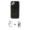 MARSİLYAN™- iPhone 14 Kılıf Ahenk Klasik - Siyah Bilvis 3D Mat Cam Ekran Koruyucu + Shine Kamera Lens - YL