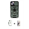 MARSİLYAN™- iPhone 14 Kılıf Ahenk Klasik - Siyah Bilvis 3D Mat Cam Ekran Koruyucu + Shine Kamera Lens - YL
