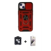 MARSİLYAN™- iPhone 14 Kılıf Ahenk Klasik - Siyah Bilvis 3D Mat Cam Ekran Koruyucu + PVD Metal Kamera Lens - SH