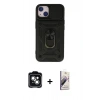 MARSİLYAN™- iPhone 14 Kılıf Ahenk Klasik - Siyah Bilvis 3D Mat Cam Ekran Koruyucu + PVD Metal Kamera Lens - YL