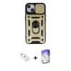 MARSİLYAN™- iPhone 14 Kılıf Ahenk Klasik - Siyah Bilvis 5in1 3D Magic Cam Ekran Koruyucu + Diamond Kamera Lens - SABE