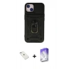 MARSİLYAN™- iPhone 14 Kılıf Ahenk Klasik - Siyah Bilvis 5in1 3D Magic Cam Ekran Koruyucu + Diamond Kamera Lens - SABE
