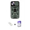 MARSİLYAN™- iPhone 14 Kılıf Ahenk Klasik - Siyah Bilvis 5in1 3D Magic Cam Ekran Koruyucu + Diamond Kamera Lens - SABE