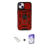MARSİLYAN™- iPhone 14 Kılıf Ahenk Klasik - Siyah Bilvis 5in1 3D Magic Cam Ekran Koruyucu + Diamond Kamera Lens - SABE