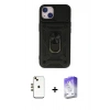 MARSİLYAN™- iPhone 14 Kılıf Ahenk Klasik - Siyah Bilvis 5in1 3D Magic Cam Ekran Koruyucu + Shine Kamera Lens - GD