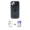 MARSİLYAN™- iPhone 14 Kılıf Ahenk Klasik - Siyah Bilvis 5in1 3D Magic Cam Ekran Koruyucu + Shine Kamera Lens - GD