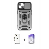 MARSİLYAN™- iPhone 14 Kılıf Ahenk Klasik - Siyah Bilvis 5in1 3D Magic Cam Ekran Koruyucu + Shine Kamera Lens - GD
