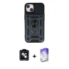MARSİLYAN™- iPhone 14 Kılıf Ahenk Klasik - Siyah Bilvis 5in1 3D Magic Cam Ekran Koruyucu + PVD Metal Kamera Lens - GS