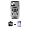 MARSİLYAN™- iPhone 14 Kılıf Ahenk Klasik - Siyah Bilvis 5in1 3D Magic Cam Ekran Koruyucu + PVD Metal Kamera Lens - GS
