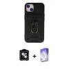 MARSİLYAN™- iPhone 14 Kılıf Ahenk Klasik - Siyah Bilvis 5in1 3D Magic Cam Ekran Koruyucu + PVD Metal Kamera Lens - GS