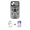 MARSİLYAN™- iPhone 14 Kılıf Ahenk Klasik - Siyah Bilvis 5in1 3D Magic Cam Ekran Koruyucu + Shine Kamera Lens - GS