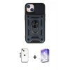MARSİLYAN™- iPhone 14 Kılıf Ahenk Klasik - Siyah Bilvis 5in1 3D Magic Cam Ekran Koruyucu + Shine Kamera Lens - GS
