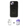 MARSİLYAN™- iPhone 14 Kılıf Ahenk Klasik - Siyah Bilvis 5in1 3D Magic Cam Ekran Koruyucu + Shine Kamera Lens - GS