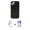 MARSİLYAN™- iPhone 14 Kılıf Ahenk Klasik - Siyah Bilvis 5in1 3D Magic Cam Ekran Koruyucu + Shine Kamera Lens - KI
