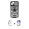 MARSİLYAN™- iPhone 14 Kılıf Ahenk Klasik - Siyah Bilvis 5in1 3D Magic Cam Ekran Koruyucu + Shine Kamera Lens - KI
