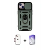 MARSİLYAN™- iPhone 14 Kılıf Ahenk Klasik - Siyah Bilvis 5in1 3D Magic Cam Ekran Koruyucu + Shine Kamera Lens - KI