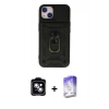 MARSİLYAN™- iPhone 14 Kılıf Ahenk Klasik - Siyah Bilvis 5in1 3D Magic Cam Ekran Koruyucu + PVD Metal Kamera Lens - MI