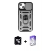 MARSİLYAN™- iPhone 14 Kılıf Ahenk Klasik - Siyah Bilvis 5in1 3D Magic Cam Ekran Koruyucu + PVD Metal Kamera Lens - MI