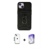 MARSİLYAN™- iPhone 14 Kılıf Ahenk Klasik - Siyah Bilvis 5in1 3D Magic Cam Ekran Koruyucu + Shine Kamera Lens - MI