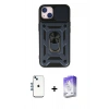 MARSİLYAN™- iPhone 14 Kılıf Ahenk Klasik - Siyah Bilvis 5in1 3D Magic Cam Ekran Koruyucu + Shine Kamera Lens - MI