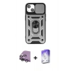 MARSİLYAN™- iPhone 14 Kılıf Ahenk Klasik - Siyah Bilvis 5in1 3D Magic Cam Ekran Koruyucu + Raze Metal Kamera Lens - GS