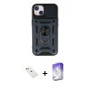 MARSİLYAN™- iPhone 14 Kılıf Ahenk Klasik - Siyah Bilvis 5in1 3D Magic Cam Ekran Koruyucu + Diamond Kamera Lens - YL