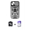 MARSİLYAN™- iPhone 14 Kılıf Ahenk Klasik - Siyah Bilvis 5in1 3D Magic Cam Ekran Koruyucu + PVD Metal Kamera Lens - YL