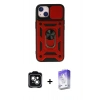 MARSİLYAN™- iPhone 14 Kılıf Ahenk Klasik - Siyah Bilvis 5in1 3D Magic Cam Ekran Koruyucu + PVD Metal Kamera Lens - YL