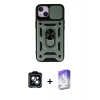 MARSİLYAN™- iPhone 14 Kılıf Ahenk Klasik - Siyah Bilvis 5in1 3D Magic Cam Ekran Koruyucu + PVD Metal Kamera Lens - YL