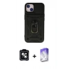 MARSİLYAN™- iPhone 14 Kılıf Ahenk Klasik - Siyah Bilvis 5in1 3D Magic Cam Ekran Koruyucu + PVD Metal Kamera Lens - YL