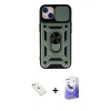 MARSİLYAN™- iPhone 14 Kılıf Ahenk Klasik - Siyah Bilvis 5in1 5D Magic Hayalet Cam Ekran Koruyucu + Diamond Kamera Lens - PE