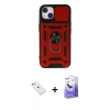 MARSİLYAN™- iPhone 14 Kılıf Ahenk Klasik - Siyah Bilvis 5in1 5D Magic Hayalet Cam Ekran Koruyucu + Diamond Kamera Lens - PE