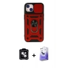 MARSİLYAN™- iPhone 14 Kılıf Ahenk Klasik - Siyah Bilvis 5in1 5D Magic Hayalet Cam Ekran Koruyucu + PVD Metal Kamera Lens - GS